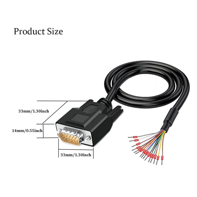 Willwewon 10Ft 24AWG VGA Male RS232 15Pin Serial Extension Cable, HDB15 3 Row 15-Pin Gold Plated Connector with Bare Wire End Cable - Image 3